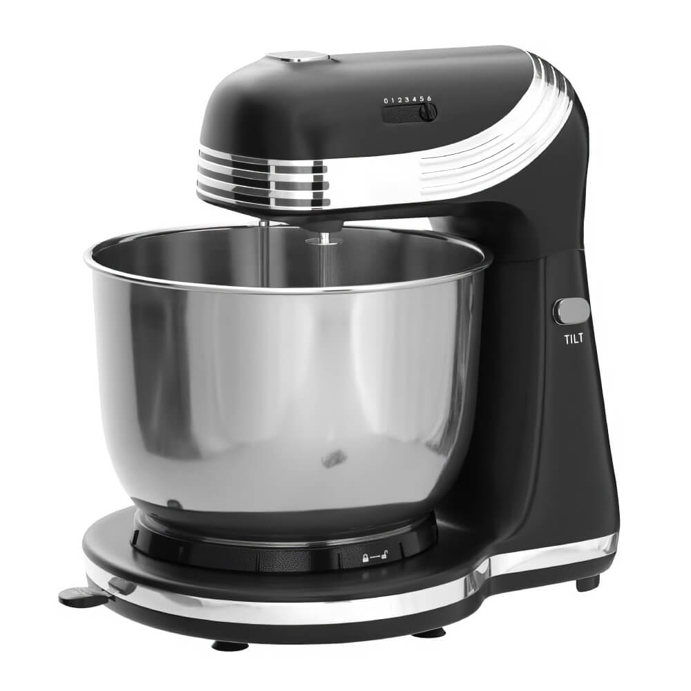 6 Speed Stand Mixer with 3 Qt Bowl Dough Hooks and Beaters for Baking