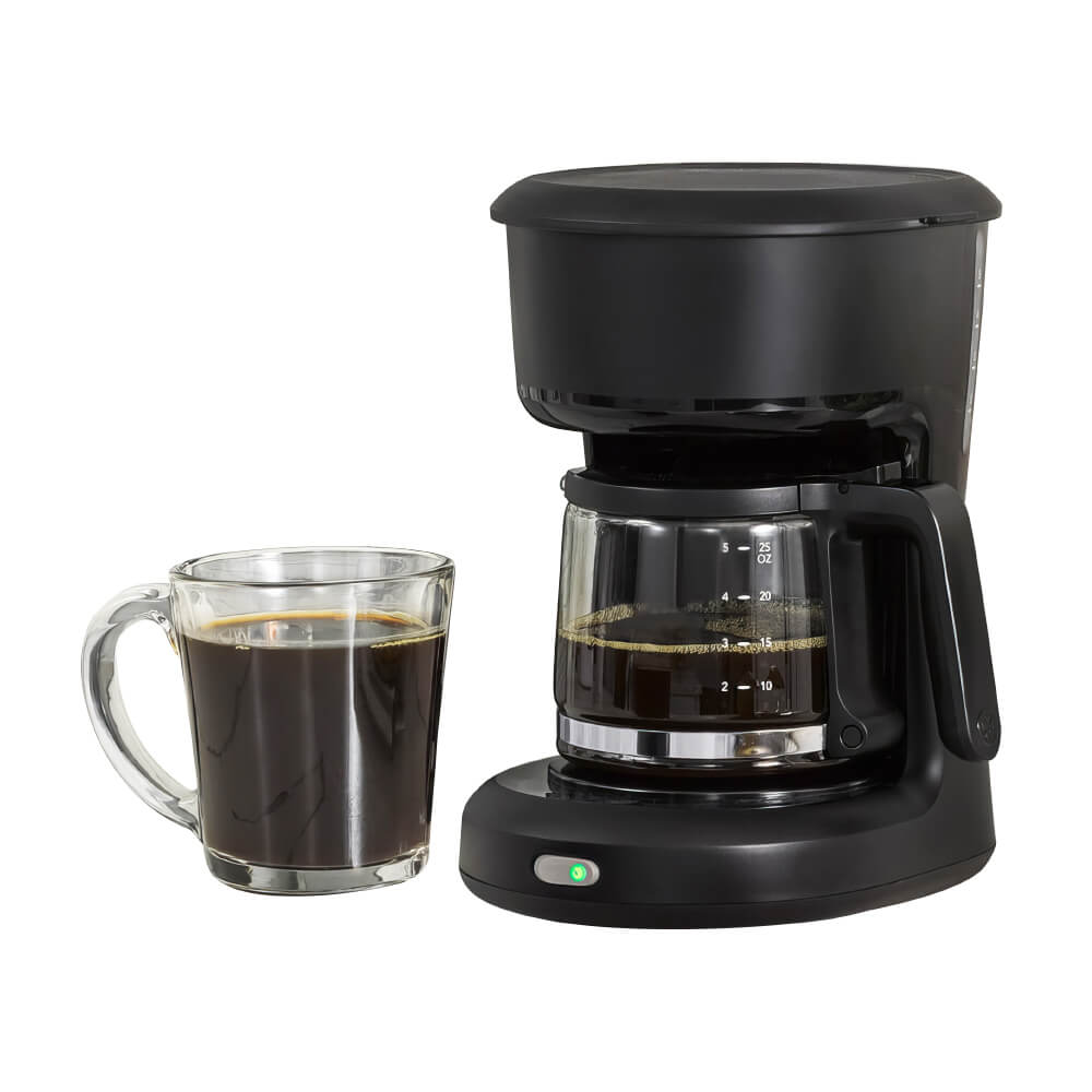 Compact Drip Coffee Maker with Auto Pause Glass Carafe 12 Cup