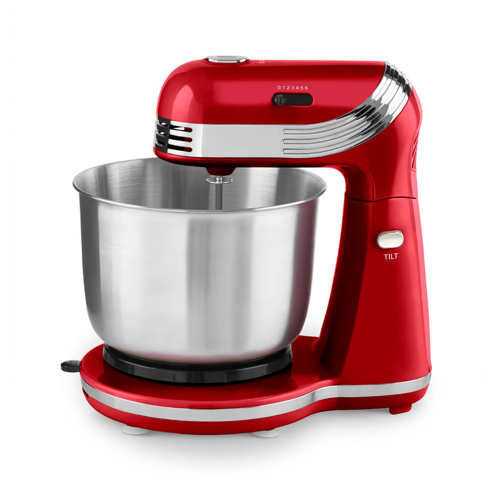 6 Speed Stand Mixer with 3 Qt Bowl Dough Hooks and Beaters for Baking